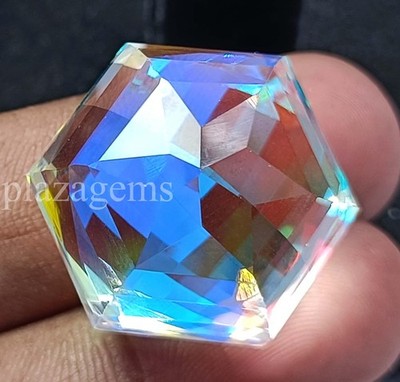 Lab Grown 61.25 Ct Mystic Topaz | Bi-Color Hexagon Cut Transparent Gemstone 5ARQ