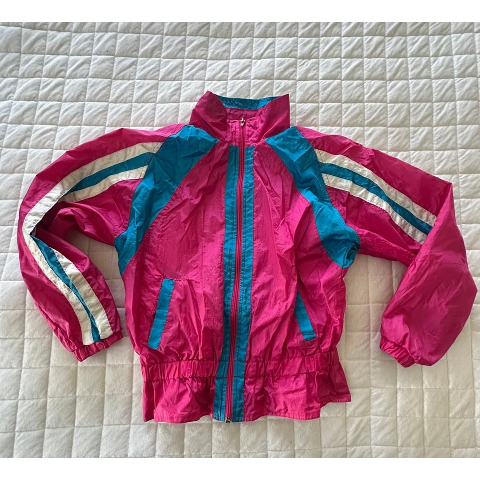 Винтажная женская ветровка ASPEN средний размер розовый нейлон ретро 80-е опрятная спортивная  - Изображение 2 из 4