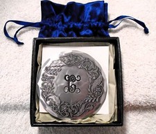 Wendell August Hand Mirror Purse Pocket Engraved Decorative Vanity Gift Floral