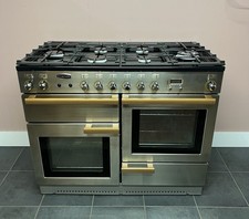 RANGEMASTER 110 CM🔥FULL GAS🔥RANGE COOKER IN STAINLESS STEEL AND GOLD TRIM.