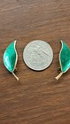 Vintage David Andersen Norway Sterling and Enamel Green Leaf Clip Earrings — photo 5