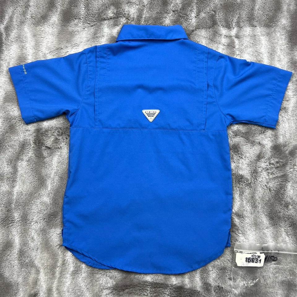 Columbia PFG Shirt Boys Small Blue Button Up Fishing Outdoors Vented Omni-Shade - Image 2 of 4