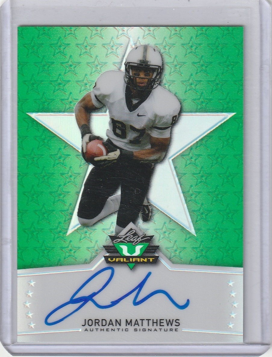 Jordan Matthews Leaf Valiant #BAJM3 Autograph-Green