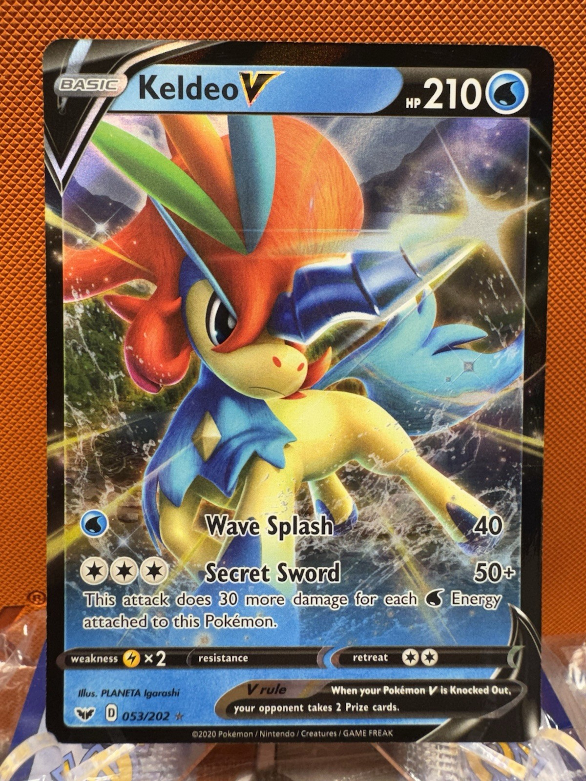 Keldeo V SWSH01: Sword & Shield Base Set #053/202 Holo Pokemon NM 1817