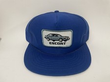 Vintage Patch Snapback Ford Car Escort Trucker Hat Black Made In Usa