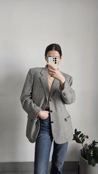 Women Belvest Blazer Grey Wool S