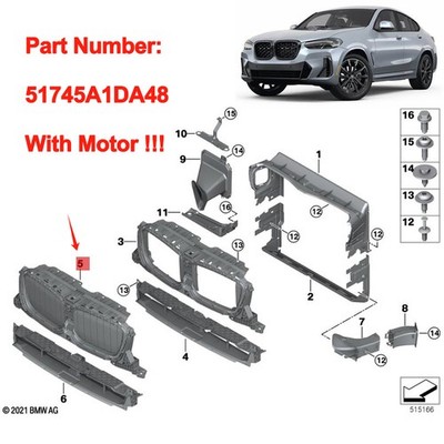 わきたか　2016年式BMW740i　フロント2面　リアドア2面　スライ 51745A1DA48 Front Active Air Shutter Grille For BMW X3 G01 X4 G02