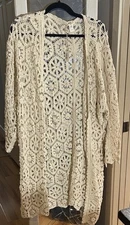World Market Knitted Cream Long Sleeve Cardigan Sweater Women's One Size NWT