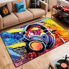 Game Headset Design Area Rugs, Scrawl Style Rugs for Boy’s Girl’s, 63”x47” 
