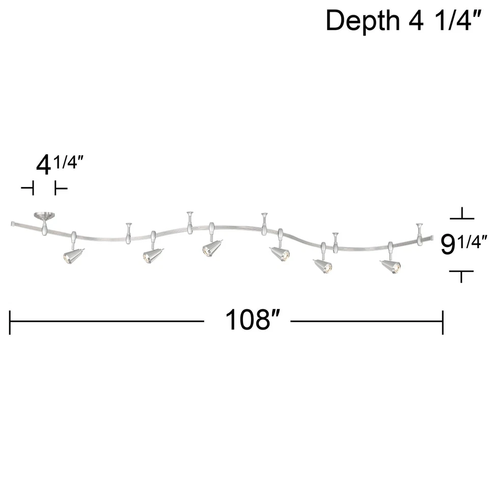 Luz de pista monorriel LED níquel 6 luces ancho Pro Track Ali 108" Foto 4 de 4