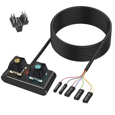 PC Power Button Desktop Computer External Power Switch with RGB Light ON/Off ...