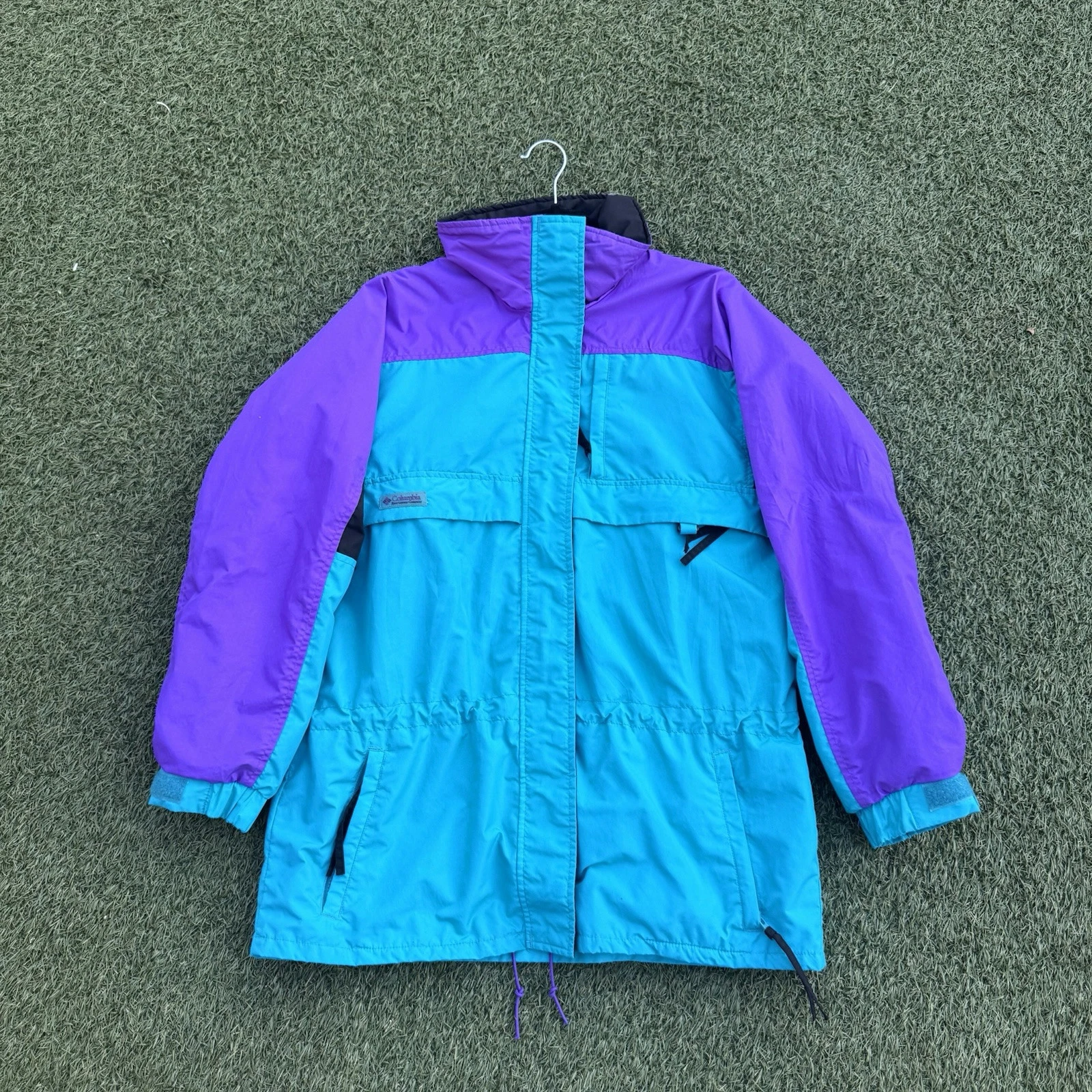 VINTAGE Columbia Gizzmo Medium Blue Purple Full Zip Pockets Lined Vented Mens M