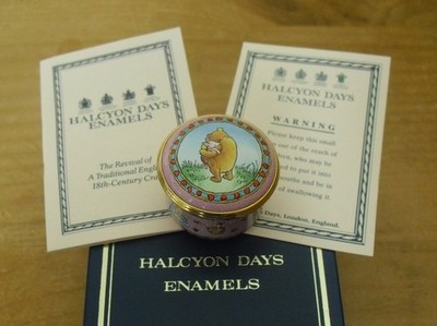 Halcyon Days Winnie Puuh & Ferkel umarmen Schraubverschluss Emaille Box - 1 1/4''