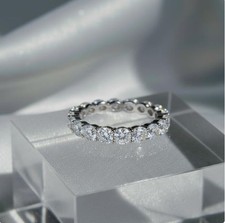 2.50 Ct Round Cut Moissanite Full Eternity Wedding Band 14K White Gold For Women