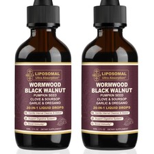 20-in-1 Liposomal Wormwood Black Walnut Cleanse for Humans Drops Liquid Rapid Gu