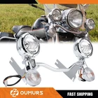 LED Passing Fog Spot Light Bar Turn Signal Fit For Harley Road King FLHR 94-13