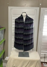Chelsey 100% Silk SCRAF Purple Gray Black Size 11”X78”
