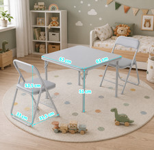 Garvee Klappbares 3-teiliges Kinder-Tisch- und Stuhlset &ndash; Grau- B-Ware