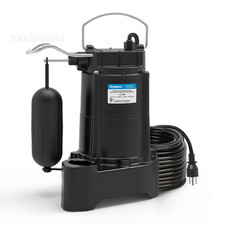 1/3 HP Submersible Sewage/Effluent Pump,3680 GPH Cast Iron Sump Pump