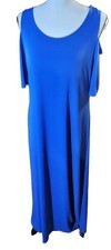 Chico's BlueMaxi Cold Shoulder Women Dress SZ1 Casual,Workwear,Career,Minimalist