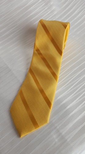 tommy Hilfiger tie mens yellow 100% silk skinny office business designer striped