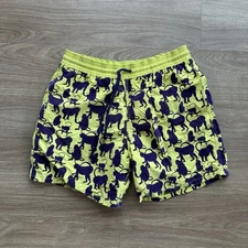 $295 Vilbrequin Happy Monkey Flocked Mens Swim Trunks Green/Navy Size XXL