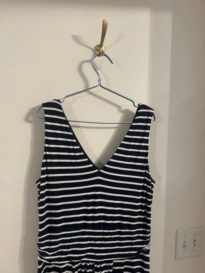 Boden Talla 14R Vestido a Rayas Azul Marino y Blanco Hasta el Suelo  Foto 3 de 4