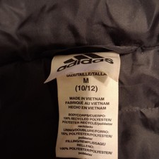 adidas Boys Hooded Full Zip Puffer Jacket Black w/ Pockets Size M (10/12)