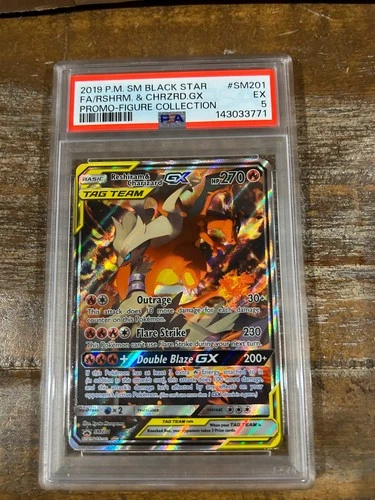 POKEMON 2019 Sun Moon Promo Figure Coll. FA RESHIRAM CHARIZARD GX SM201 PSA 5