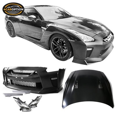 Fits 09-24 Nissan GTR R35 OE Hood + Front Bumper Cover Conversion