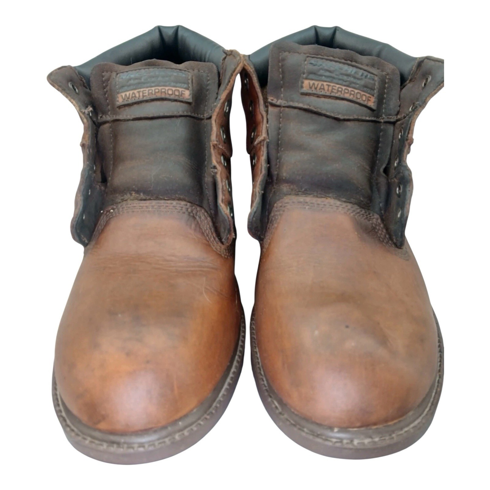 Skechers Mens 10 Waterproof Brown Leather Air Cooled Memory Foam Work Boots 3127 image 5