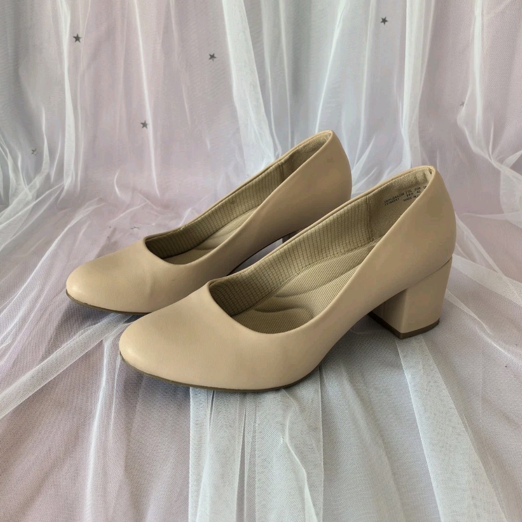 Dream Pairs Décolleté donna beige slip-on ecopelle tacco blocchetto EU 40