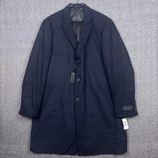 NEW Ike Behar NYC Trench Jacket Overcoat Mens 50T Navy Wool Blend Savoy $295 NWT