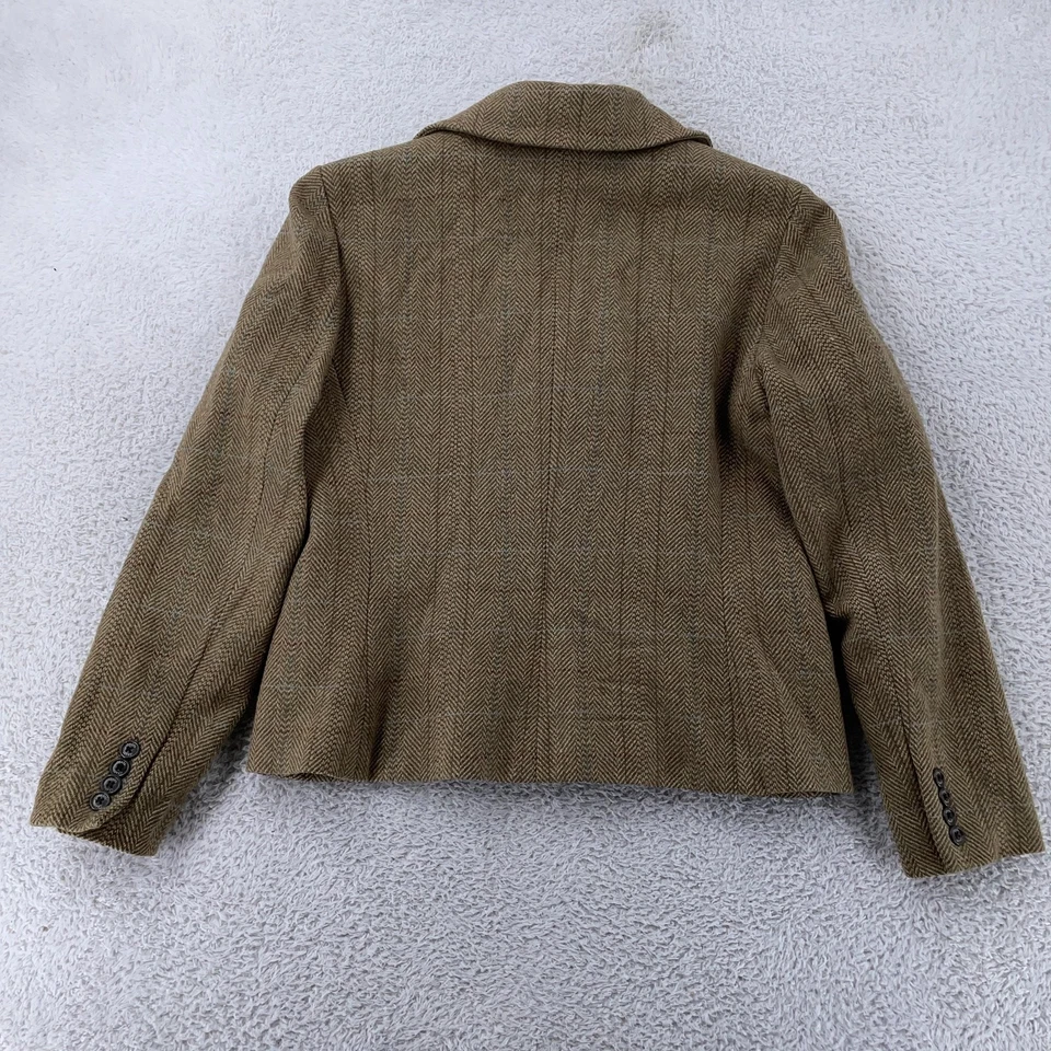 Blazer Chaps Mujer Grande Marrón Espiga Tweed Mezcla Lana Ventana Forrado Foto 3 de 4