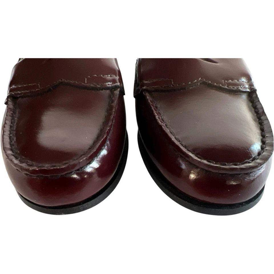 Vintage Bass Leather Burgundy Penny Loafers Women's Slip On Shoes 80’s 7.5B - Image 4 of 4