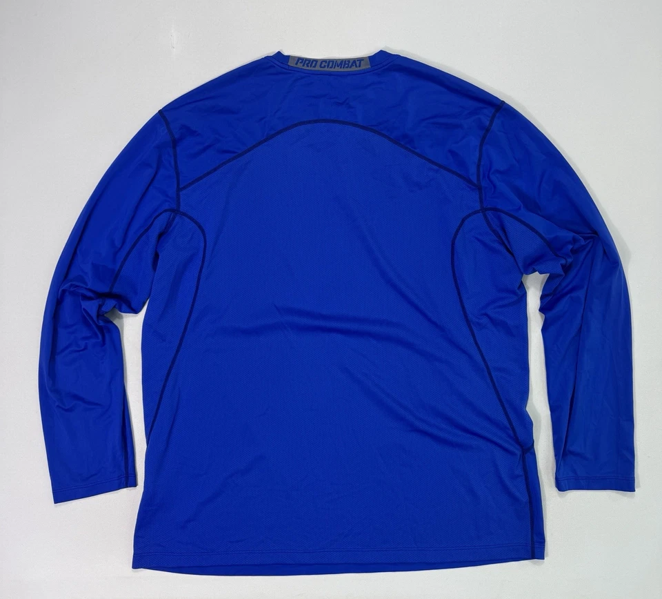 Nike Pro Combat Shirt Mens 2XL Blue Dri-FIT Fitted Long Sleeve 449788-495 Gym - Image 2 of 4