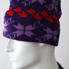 Vtg Wool Men's Vermont Original Toque Beanie Ski Hat Purple, Red Nordic OS