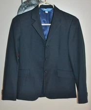 RJ Classics Youth Girls Show Coat 16R Equestrian Riding Jacket Navy Blue Stretch