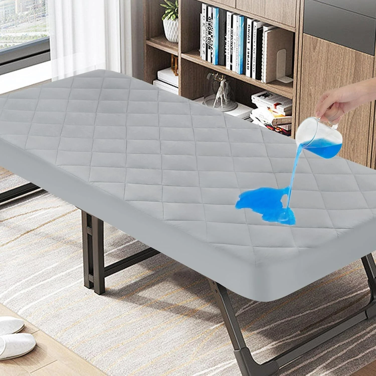 Waterproof Cot Mattress Pad Quilted Fitted Protector for Narrow Twin Bed 30"x75"