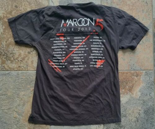 2013 Maroon 5 Concert Tour Short Sleeve Gray T-Shirt Adult Large Made In USA - Picture 5 of 8