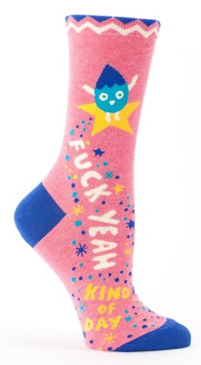 BlueQ Funny Women's Crew Socks in 20+ Hilarious Design Styles, Fits Shoe 5-10