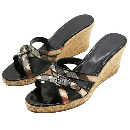 Burberry Tan Check Hodgeson Espadrilles Canvas Flats Slip  display picture 2