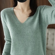 Womens Knit Tops Pullover Sweater Jumper Shirts Long Sleeve Solid Colors Casual