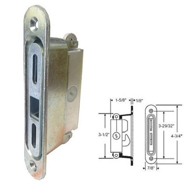 STB Sliding Glass Patio Door Lock, Mortise Type, 3-11/16'' Screw Holes