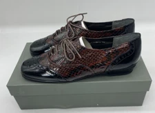 Mark Lemp Classics By Walking Cradles Black Brown Lace Up Flats Women's 7 Narrow