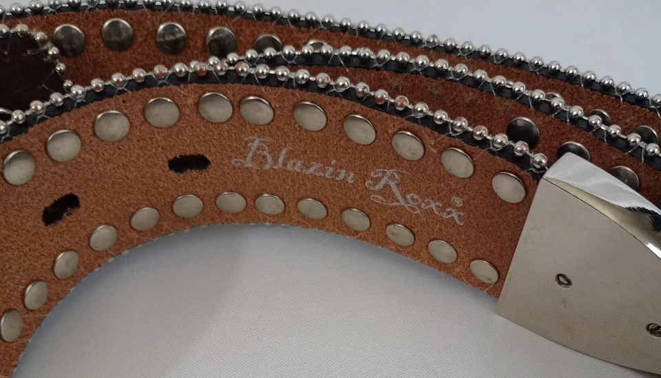 Пояс западного родео Blazin Roxx Concho с заклепками и цветочным тиснением размер XL около 47 дюймов - Изображение 4 из 4