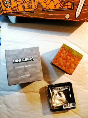 Seltene Minecraft Grass Stamp And Ink Pad Stempel Loot Crate Mine Chest Exclusiv