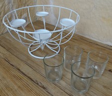 Kerzenhalter Adventskranz weiß Schale Advent Weihnachten Metall Kerzenständer 45