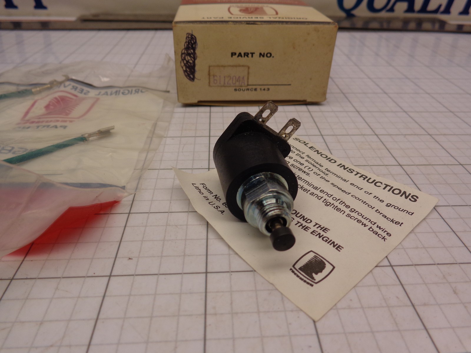 Tecumseh OEM NOS 611204A Fuel Shut Off Solenoid Anti Backfire Valve aka