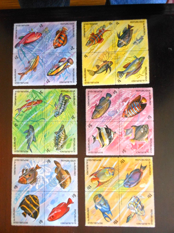 Burundi Scott 449-454 Mint NH Blocks of 4